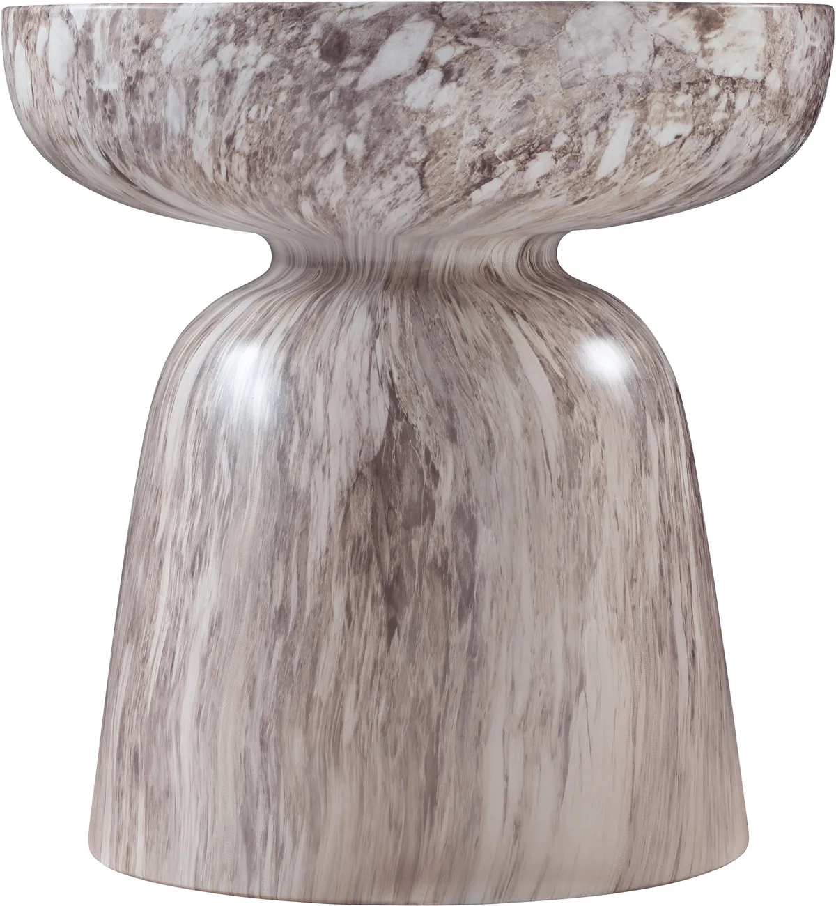Avellino - Marble Finish Concrete End Table - Brown - View 2
