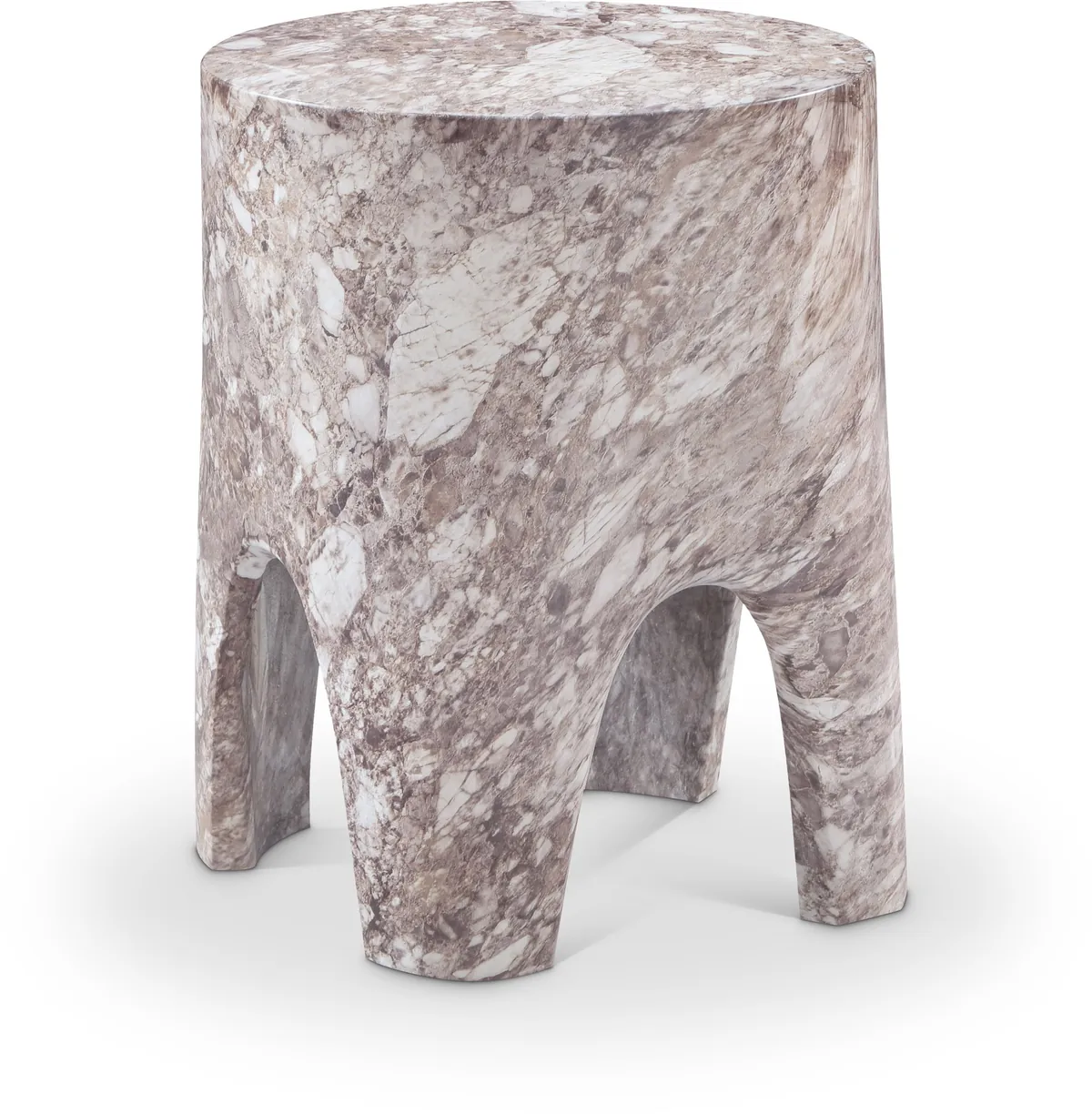 Foligno - Marble Finish Concrete End Table - Brown