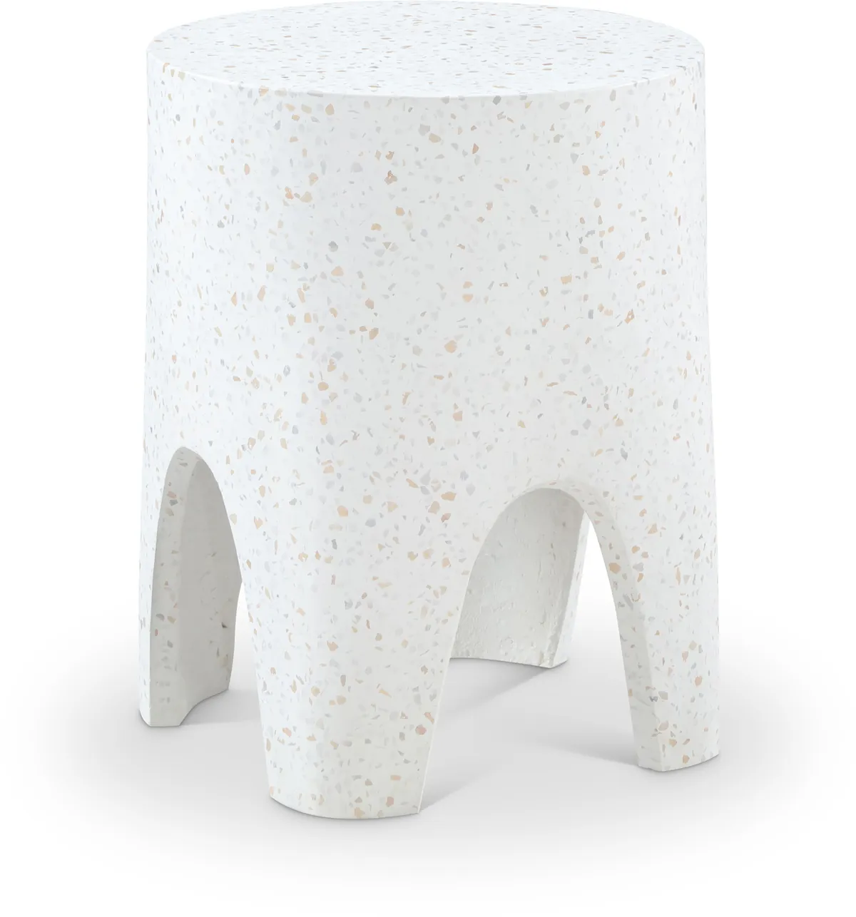 Foligno - Marble Finish Concrete End Table - White