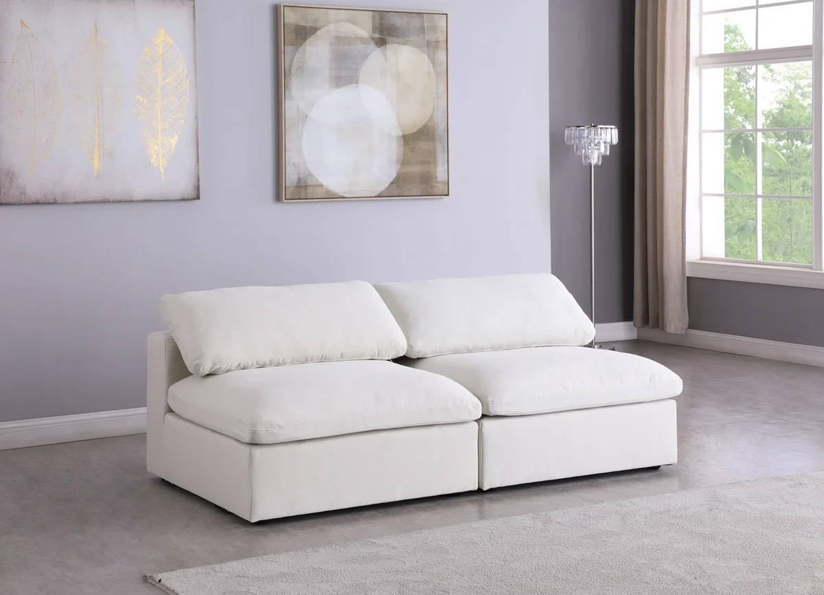 Serene - 2 Seat Modular Armless Sofa - Cream - View 2