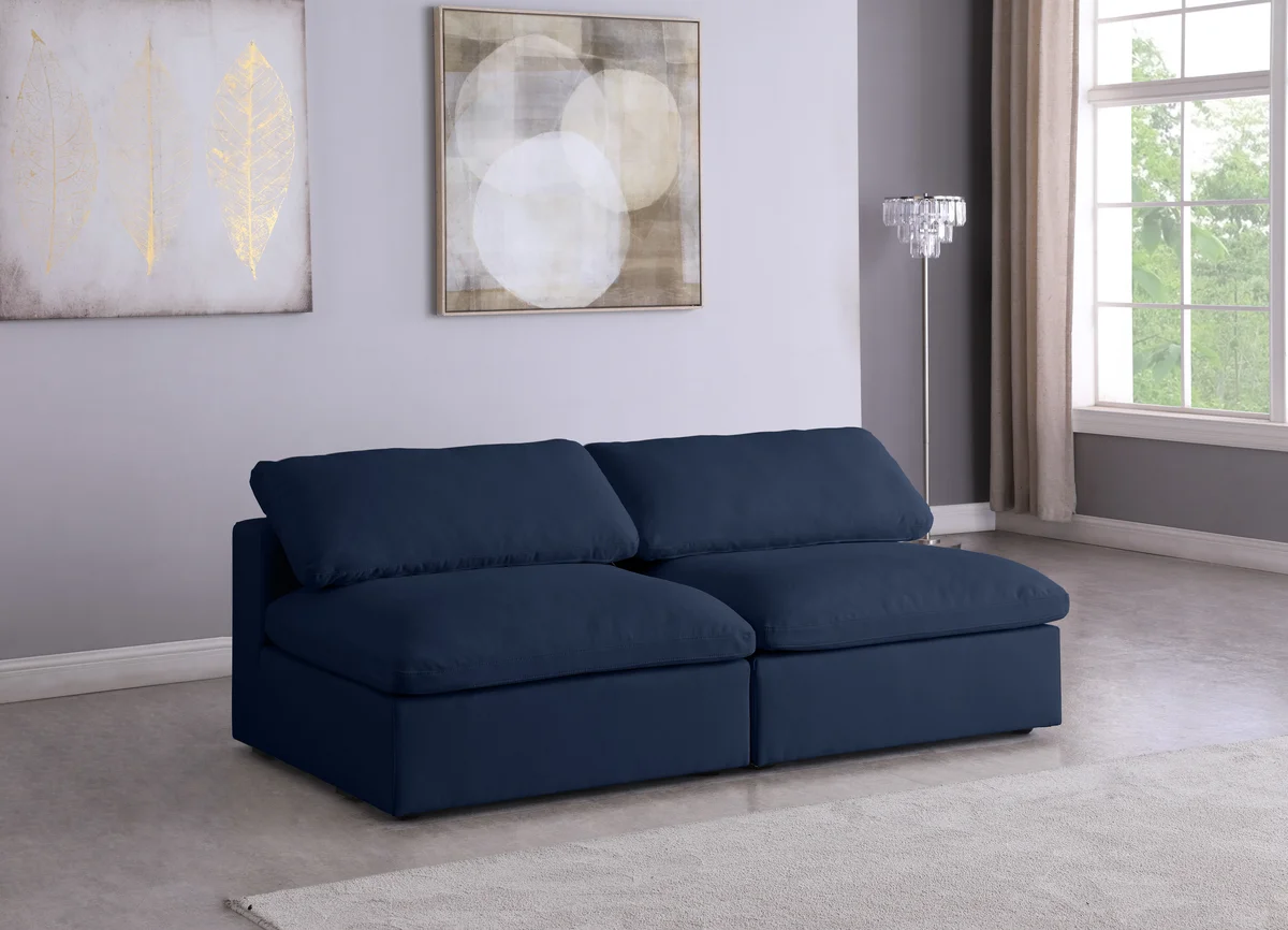 Serene - 2 Seat Modular Armless Sofa - Navy - View 2