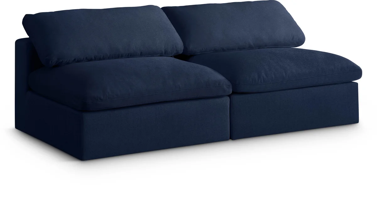 Serene - 2 Seat Modular Armless Sofa - Navy
