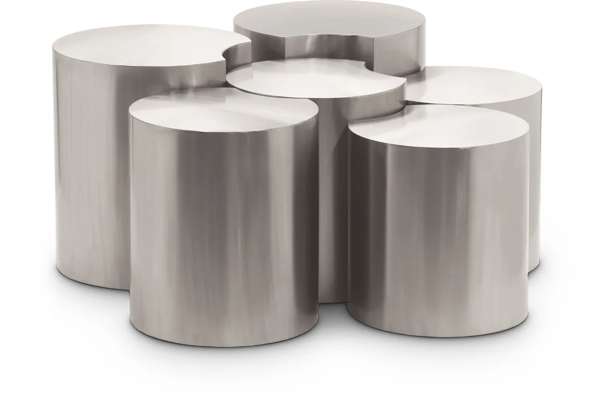 Dimple - 6 Piece Modular Coffee Table - Silver