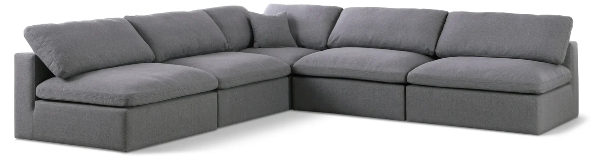Serene - 5 Piece Modular Corner Armless Sectional - Gray