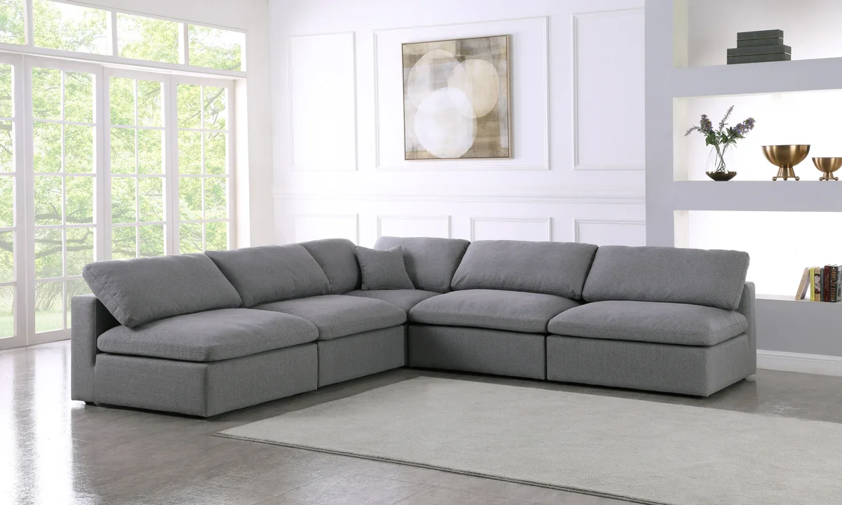 Serene - 5 Piece Modular Corner Armless Sectional - Gray - View 2