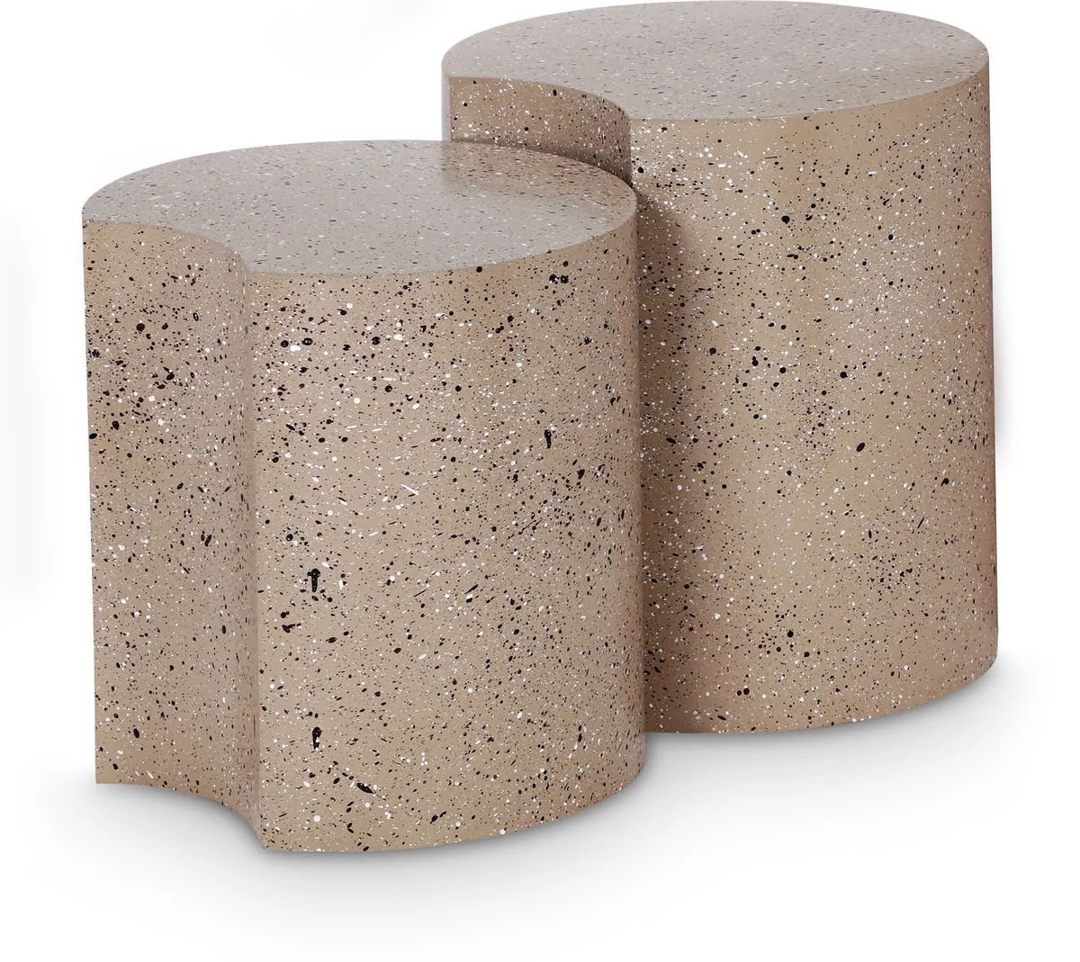 Dimple - 2 Piece Modular End Table - Taupe Terazzo