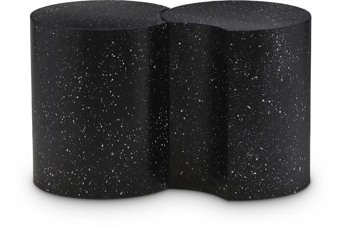 Dimple - 16" 2 Piece Modular End Table - Black Terazzo