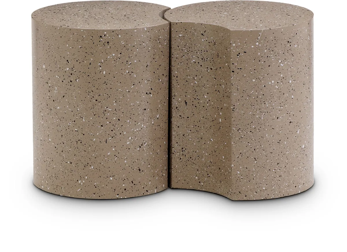 Dimple - 16" 2 Piece Modular End Table - Taupe Terazzo