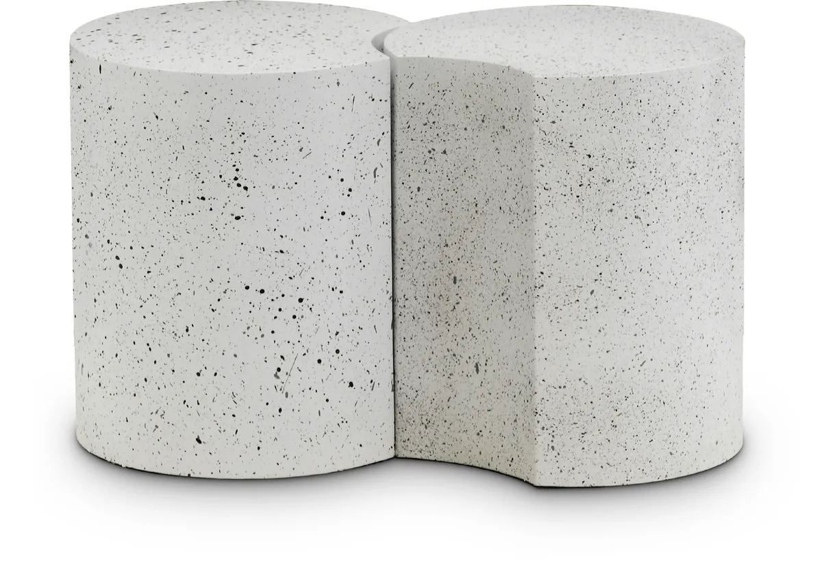 Dimple - 18" 2 Piece Modular End Table - White Terazzo