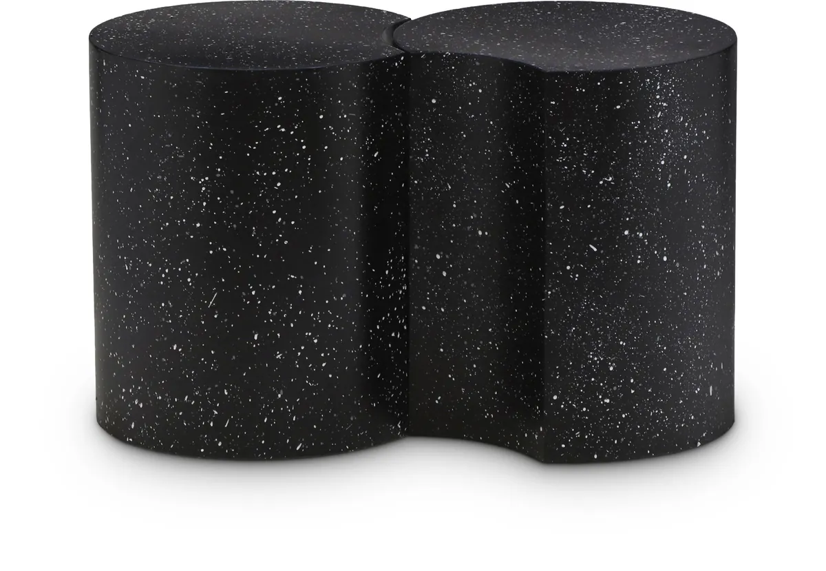 Dimple - 20" 2 Piece Modular End Table - Black Terazzo