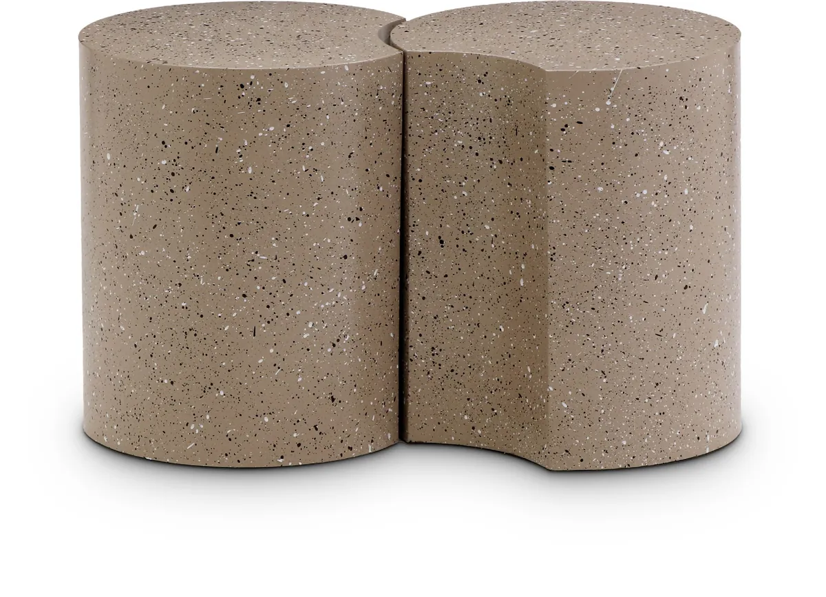 Dimple - 20" 2 Piece Modular End Table - Taupe Terazzo