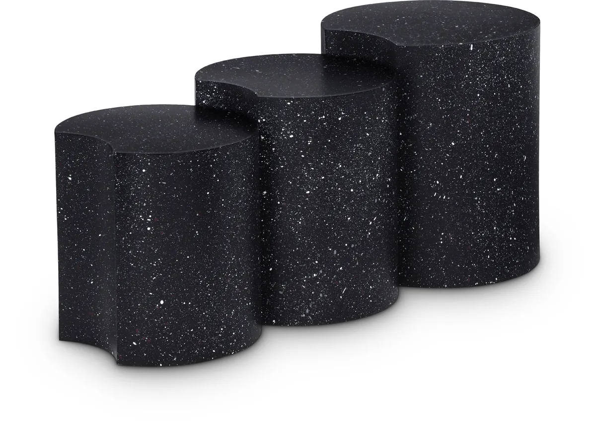 Dimple - 3 Piece Modular End Table - Black Terazzo