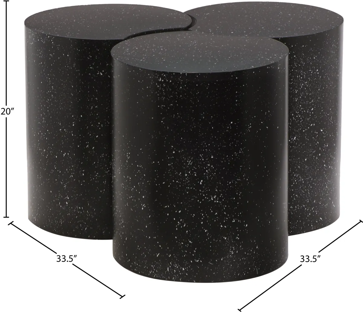 Dimple - 20" 3 Piece Modular Coffee Table - Black Terazzo - View 2