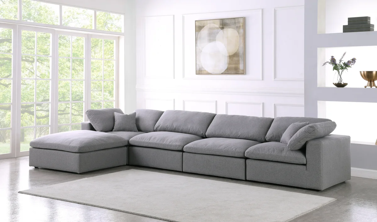 Serene - 5 Piece Modular Sectional With Chaise - Gray