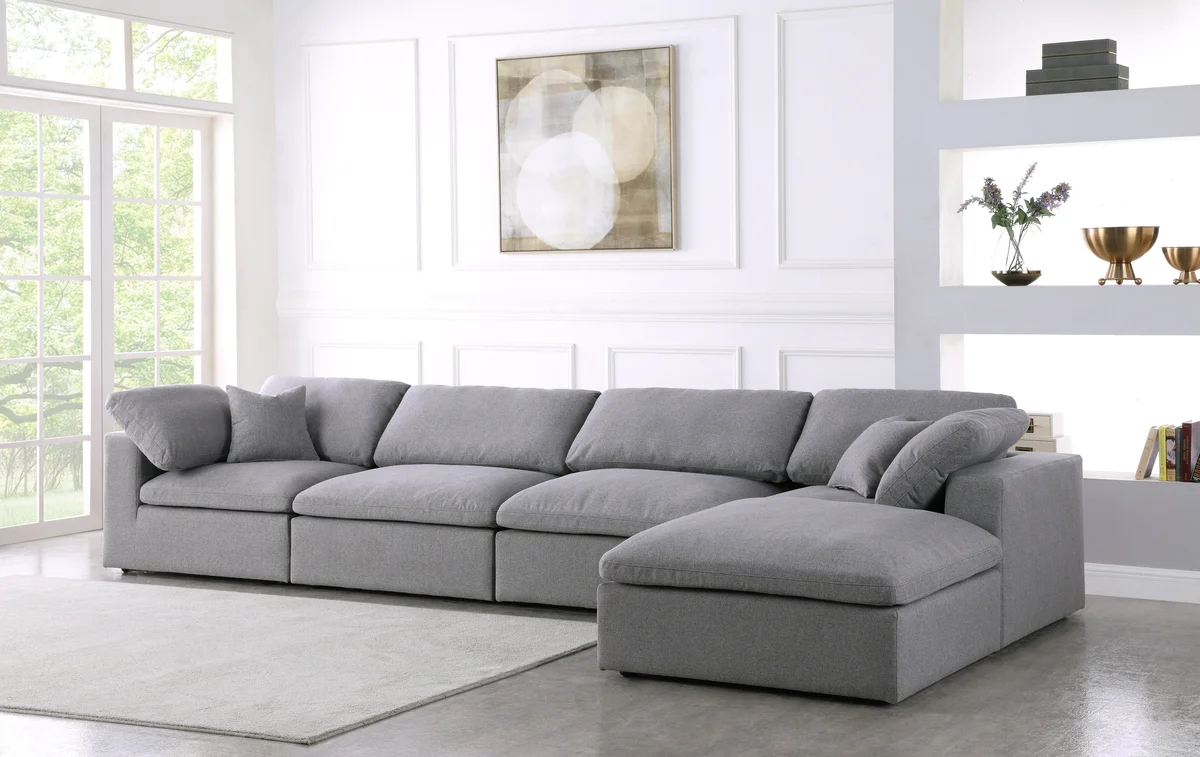 Serene - 5 Piece Modular Sectional With Chaise - Gray