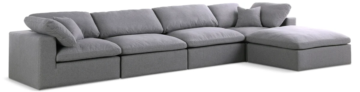Serene - 5 Piece Modular Sectional With Chaise - Gray