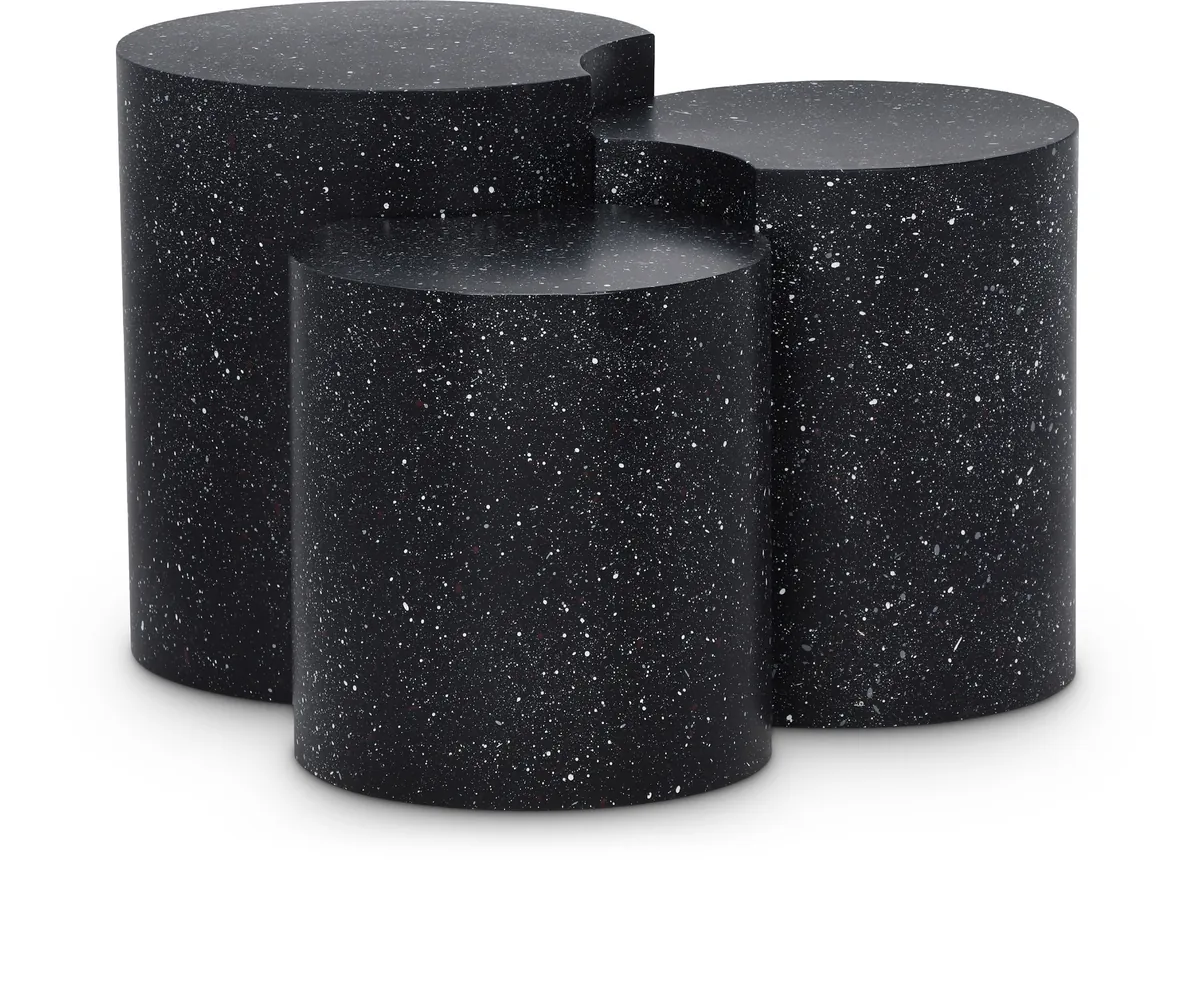 Dimple - 20" 3 Piece Modular End Table - Black Terazzo