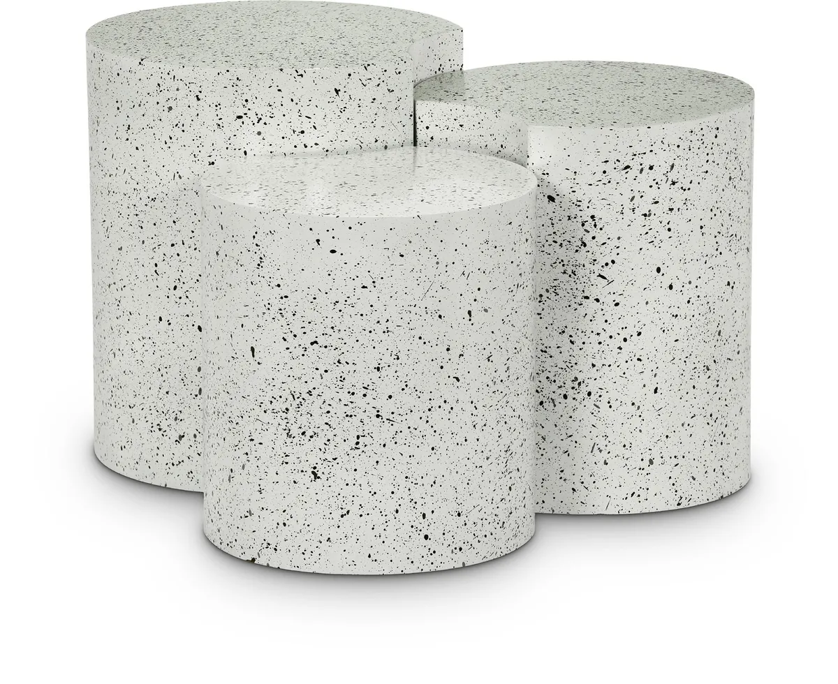 Dimple - 20" 3 Piece Modular End Table - White Terazzo