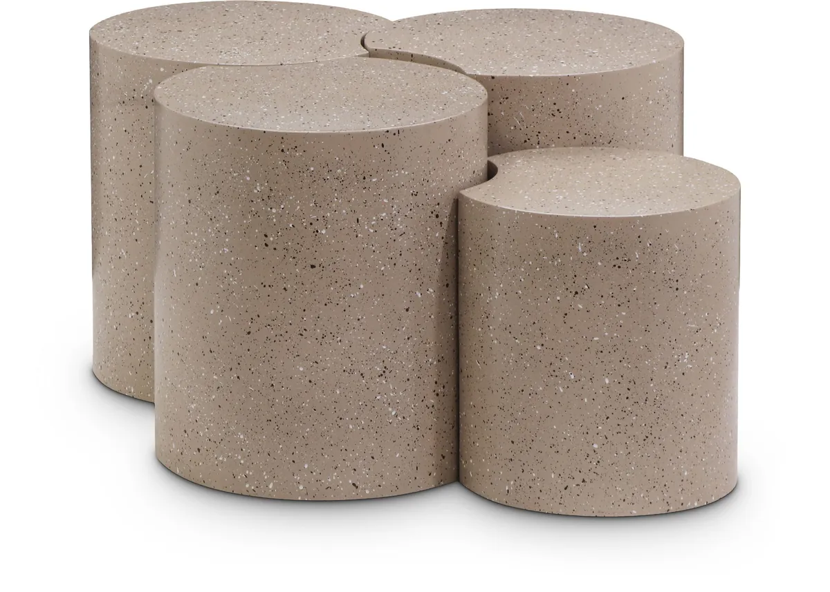 Dimple - 4 Piece Modular Coffee Table - Taupe Terazzo