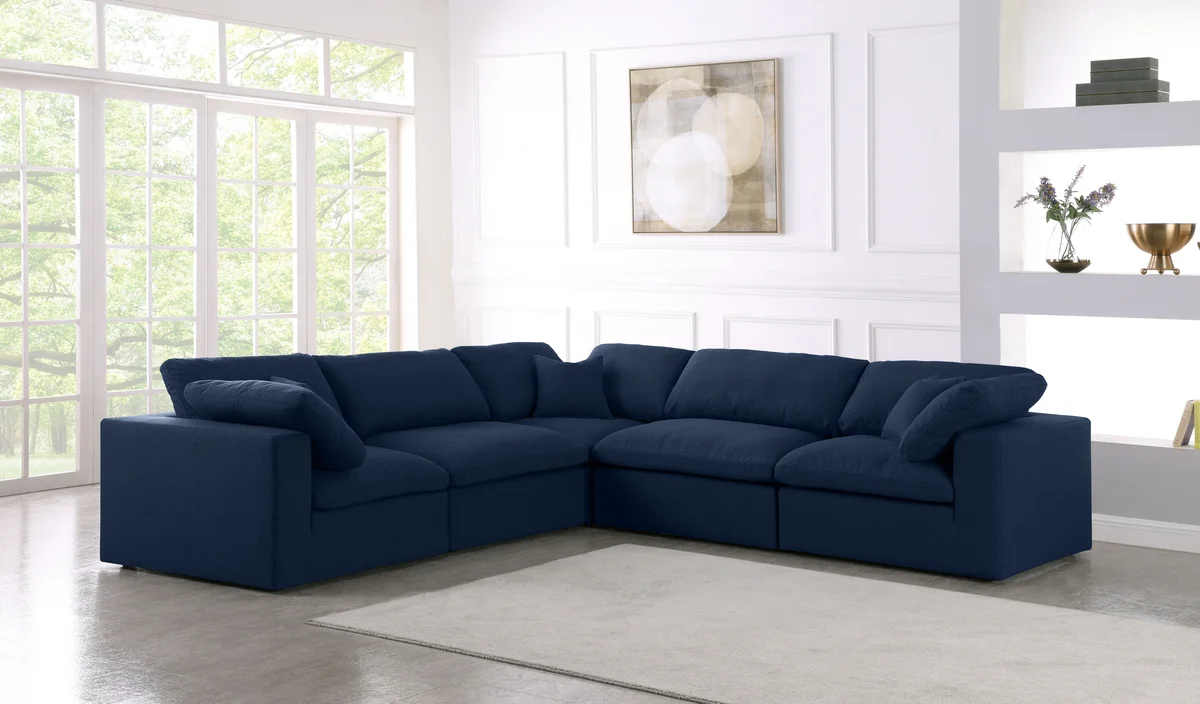 Serene - 5 Piece Modular Corner Sectional - Navy - View 2