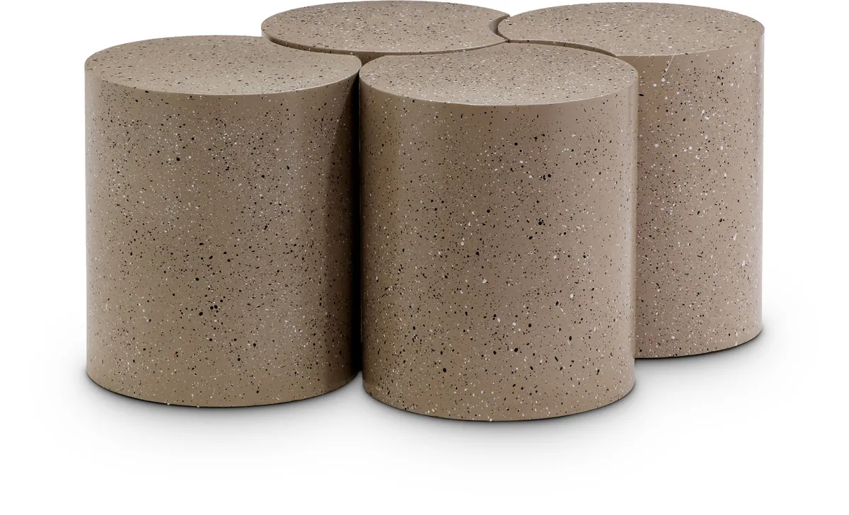 Dimple - 18" 4 Piece Modular Coffee Table - Taupe Terazzo