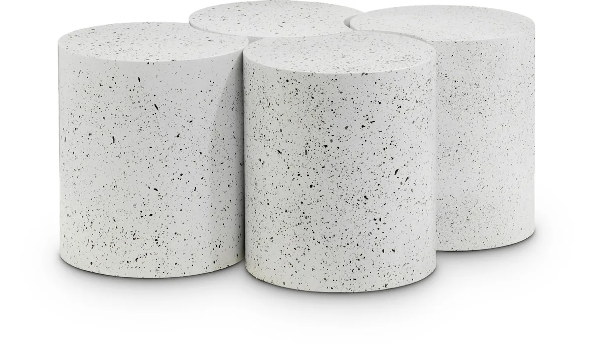 Dimple - 18" 4 Piece Modular Coffee Table - White Terazzo