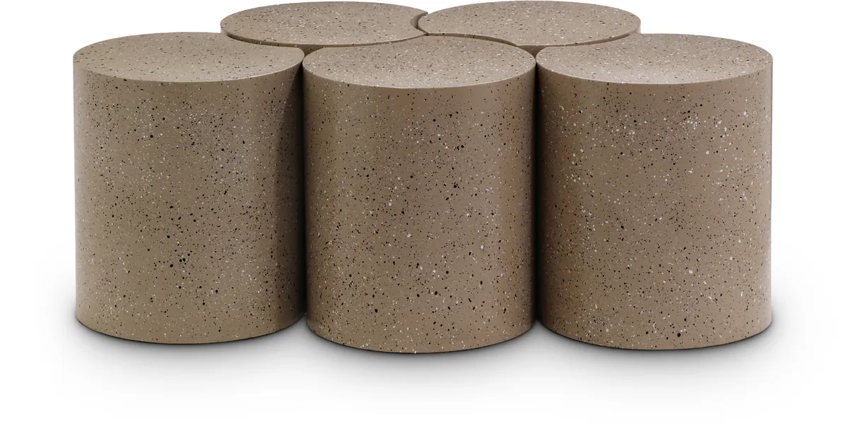 Dimple - 16" 5 Piece Modular Coffee Table - Taupe Terazzo