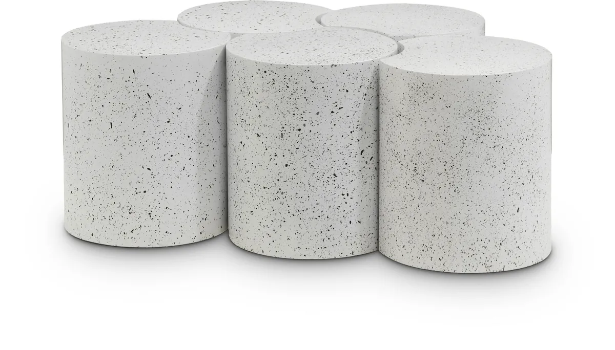 Dimple - 16" 5 Piece Modular Coffee Table - White Terazzo