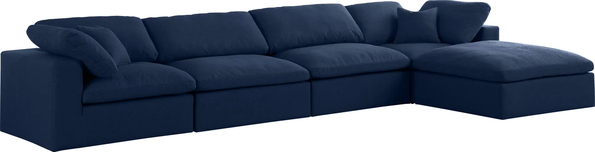 Serene - 5 Piece Modular Sectional With Chaise - Navy