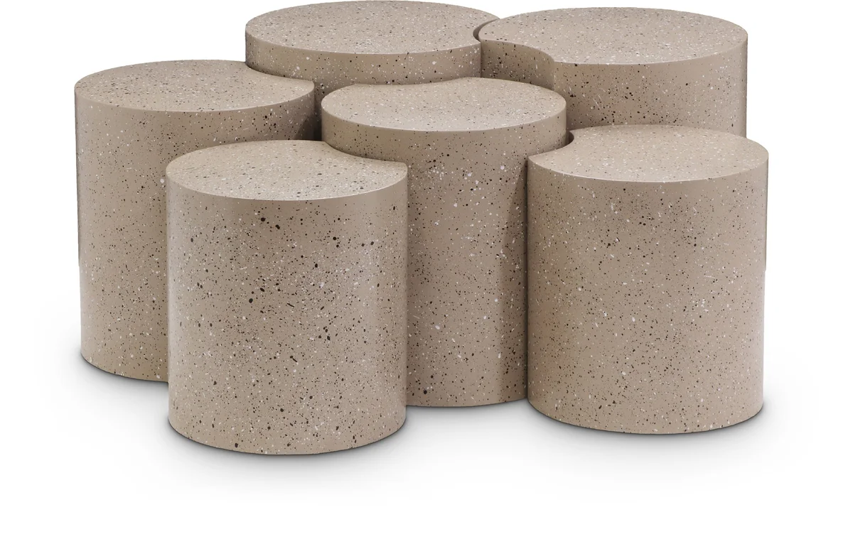 Dimple - 6 Piece Modular Coffee Table - Taupe Terazzo