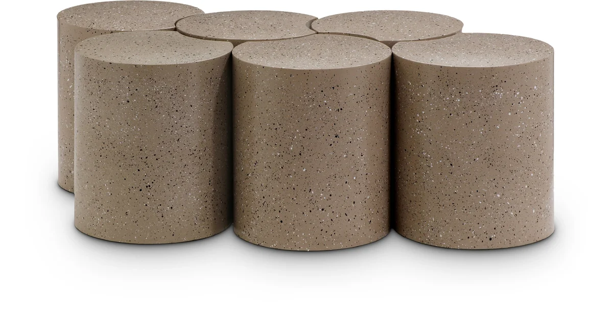 Dimple - 18" 6 Piece Modular Coffee Table - Taupe Terazzo