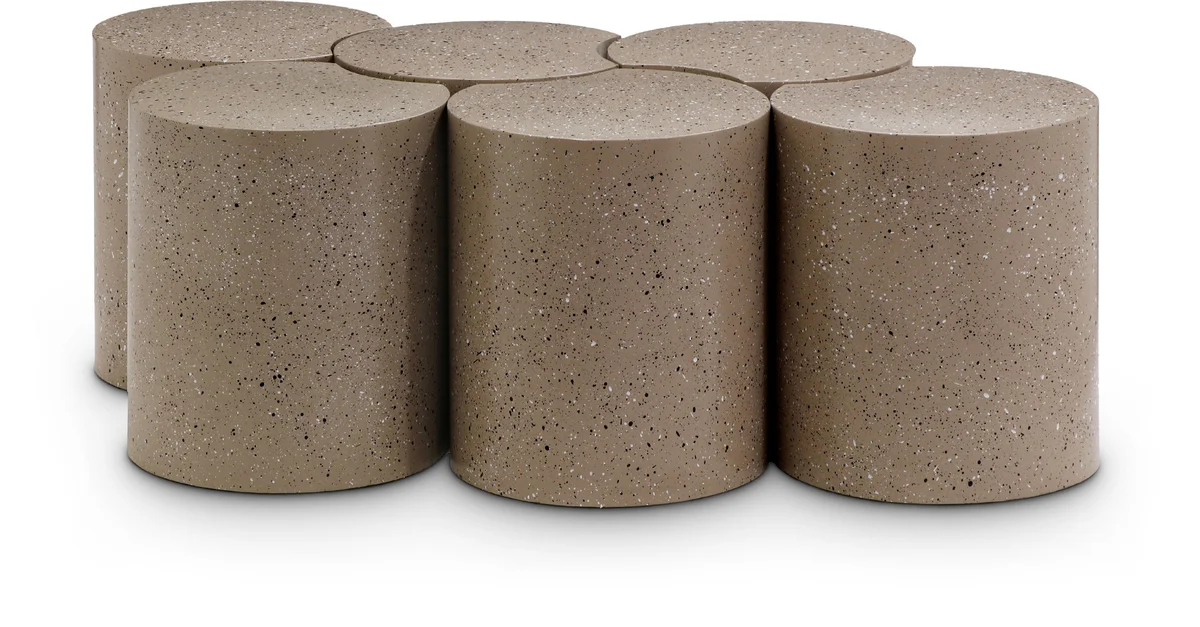 Dimple - 20" 6 Piece Modular Coffee Table - Taupe Terazzo
