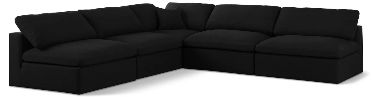 Serene - 5 Piece Modular Corner Armless Sectional - Black