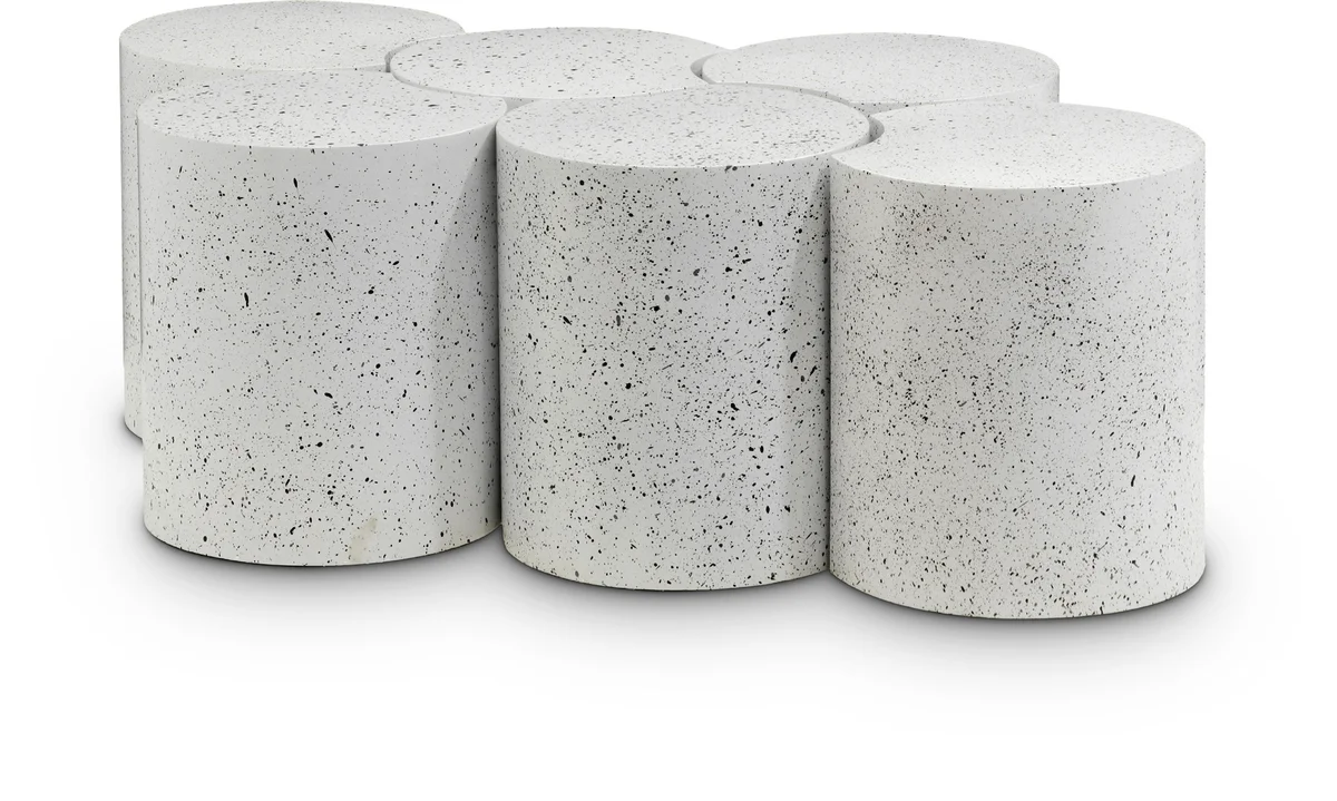 Dimple - 16" 6 Piece Modular Coffee Table - White Terazzo