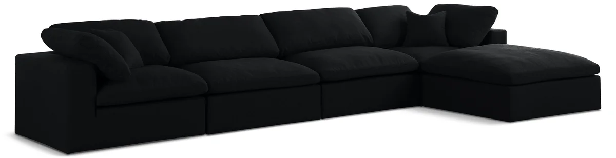 Serene - 5 Piece Modular Sectional With Chaise - Black