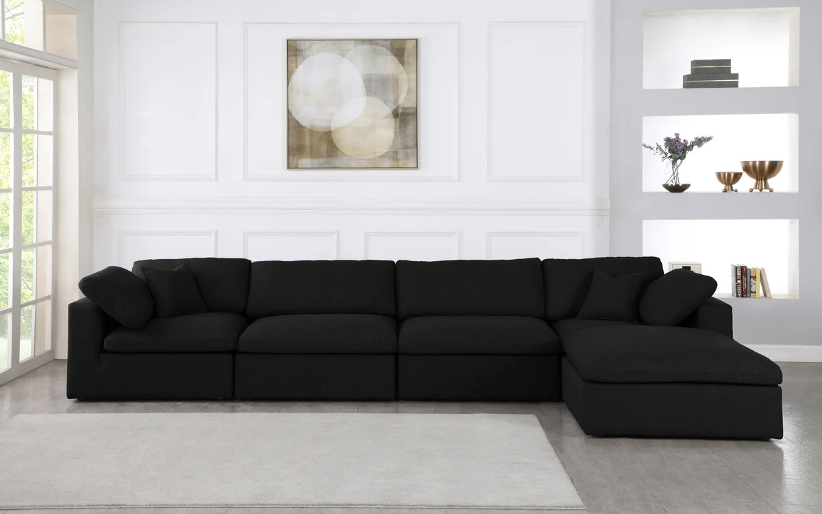 Serene - 5 Piece Modular Sectional With Chaise - Black