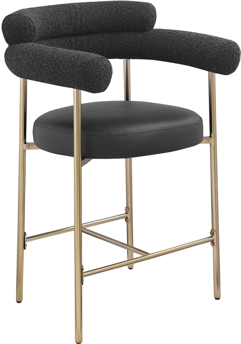 Blake - Faux Leather Counter Stool With Bronze Legs (Set of 2) - Black