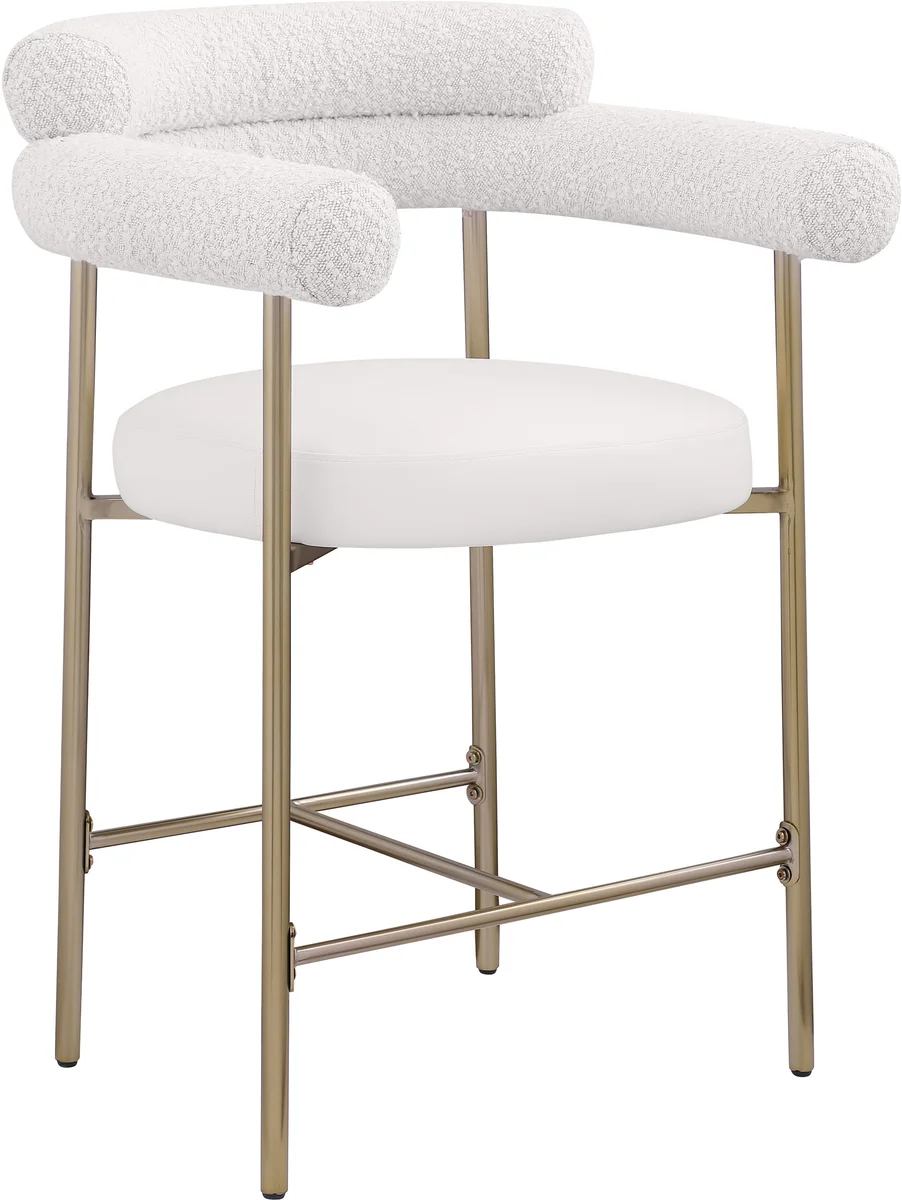 Blake - Faux Leather Counter Stool With Bronze Legs (Set of 2) - Cream