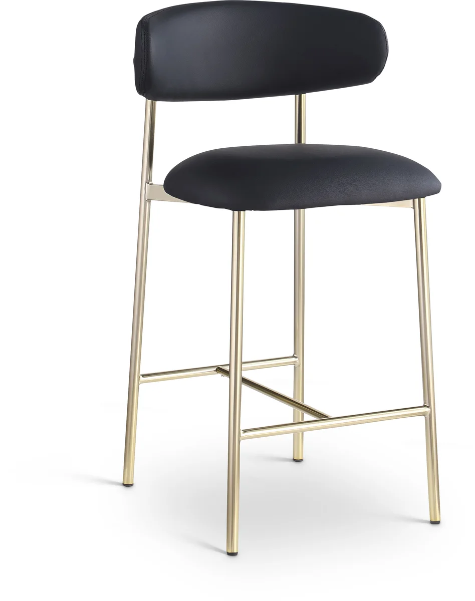 Lupita - Faux Leather Counter Stool (Set of 2) - Black