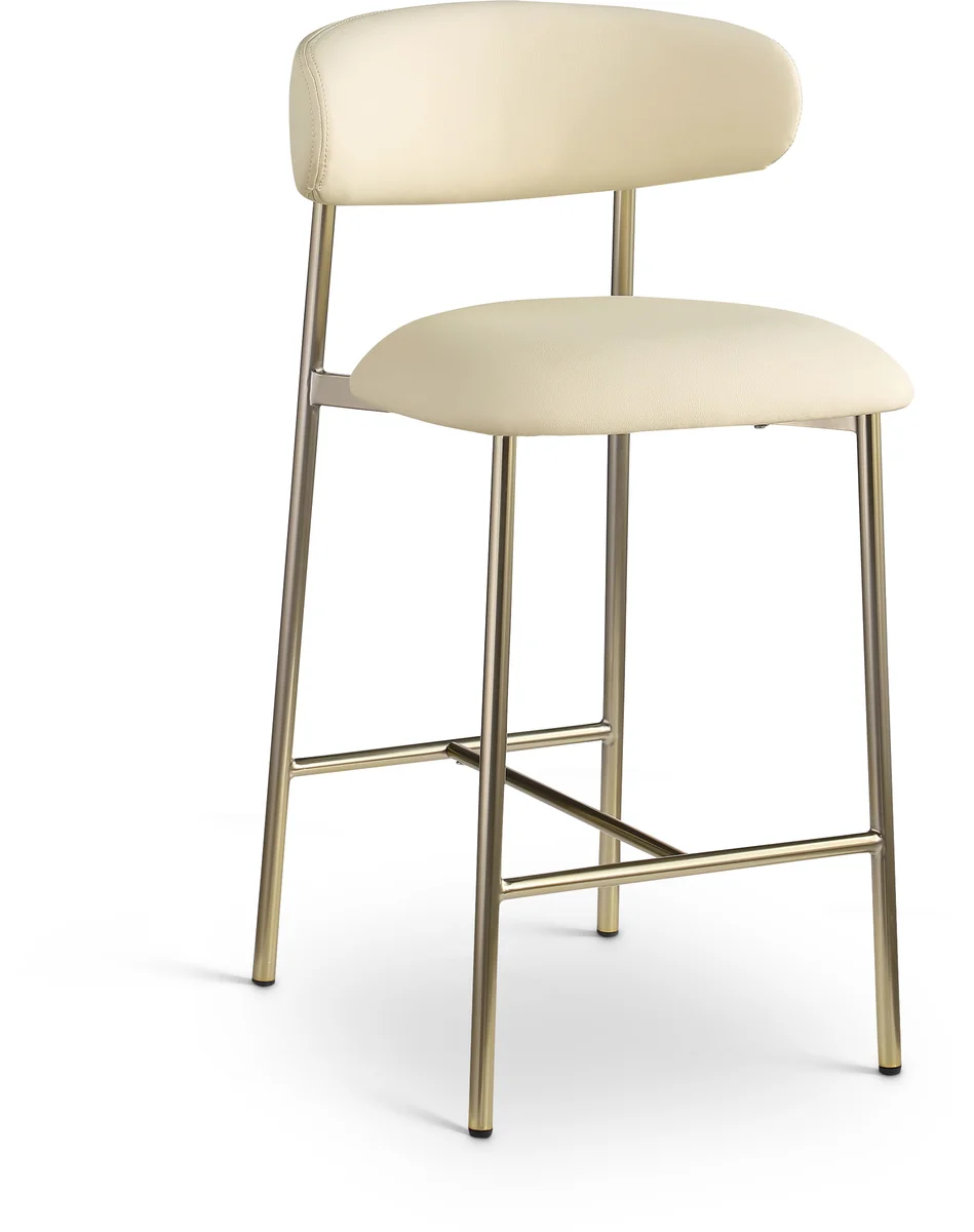 Lupita - Faux Leather Counter Stool (Set of 2) - Cream