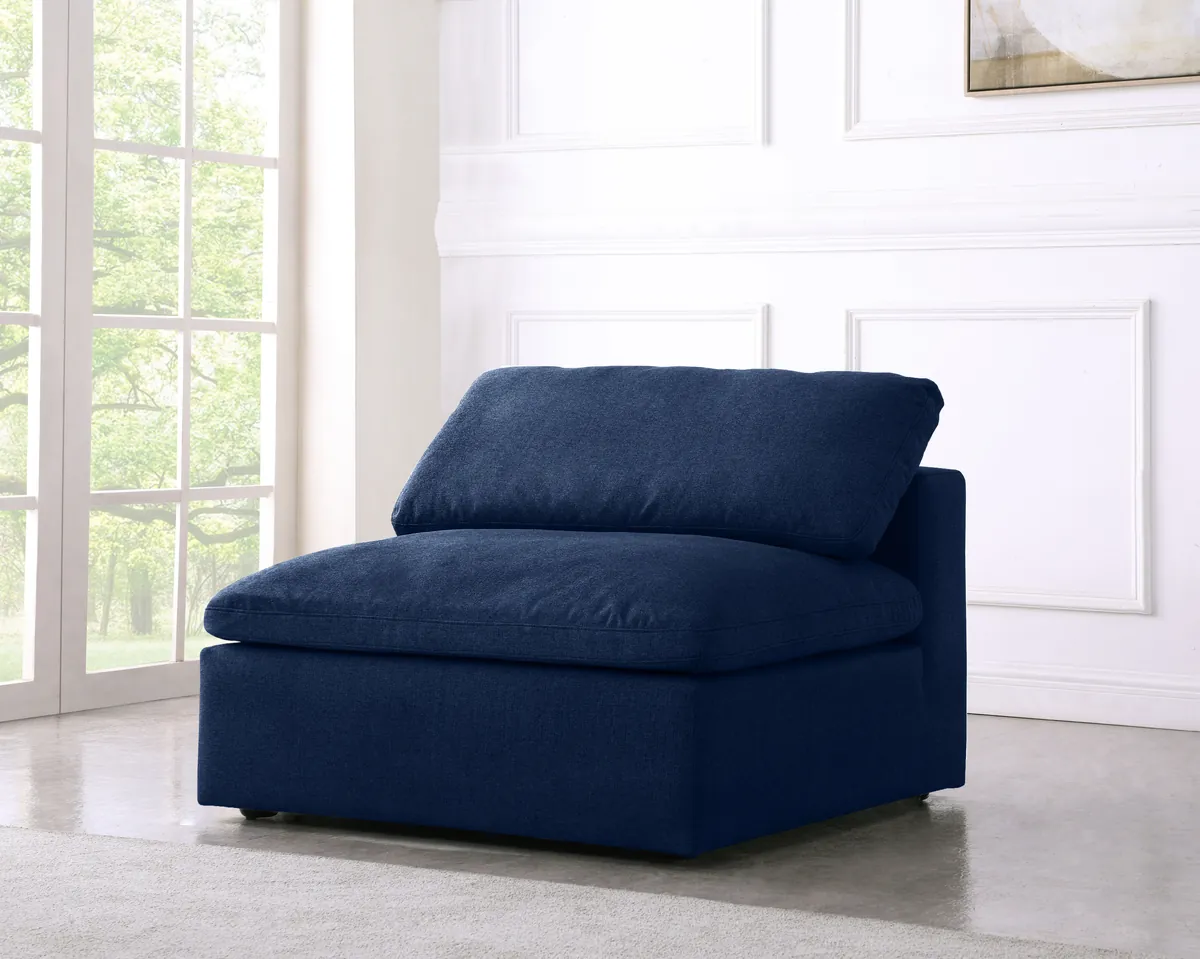 Serene - Modular Armless Chair - Navy - View 2