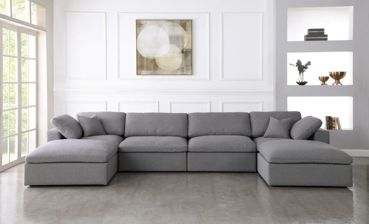 Serene - 6 Piece Modular Double Chaise Sectional - Gray