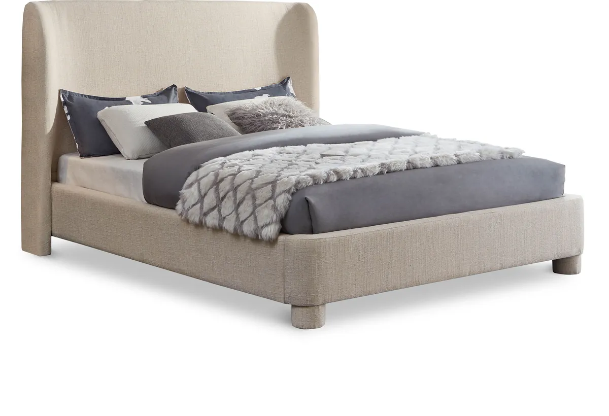 Penny - Polyester Fabric King Bed - Beige