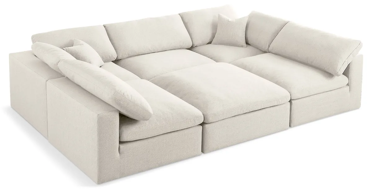 Serene - 6 Piece Modular Sectional - Cream
