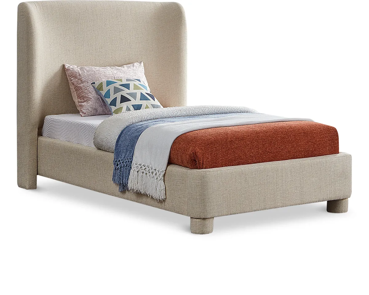 Penny - Polyester Fabric Twin Bed - Beige