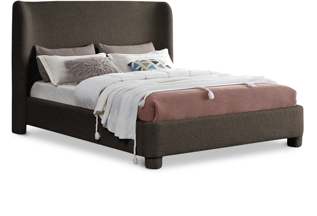 Penny - Boucle Fabric Queen Bed - Brown