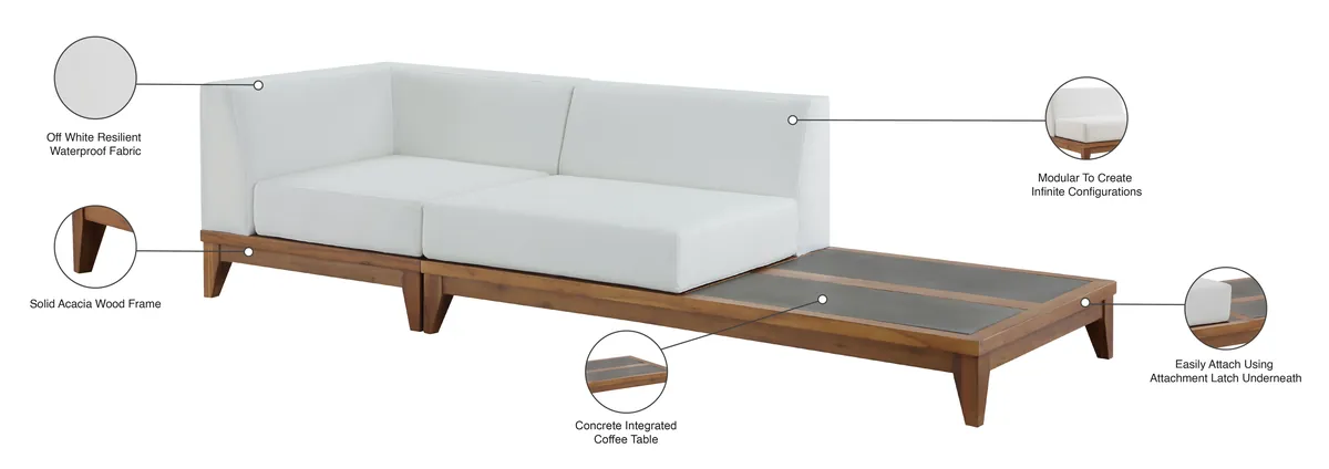 Rio - 2 Seat Modular Sofa With Table - Off White