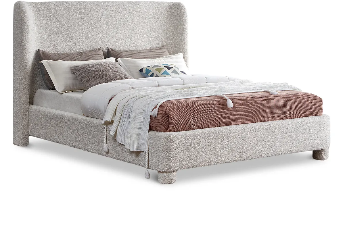 Penny - Boucle Fabric Queen Bed - Cream