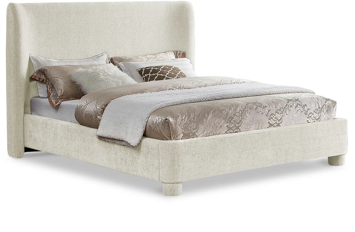 Penny - Chenille Fabric Queen Bed - Cream