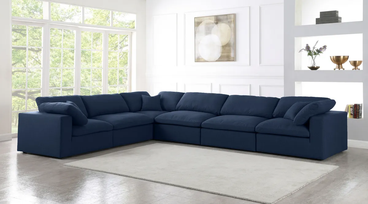 Serene - 6 Piece Modular Corner Sectional - Navy